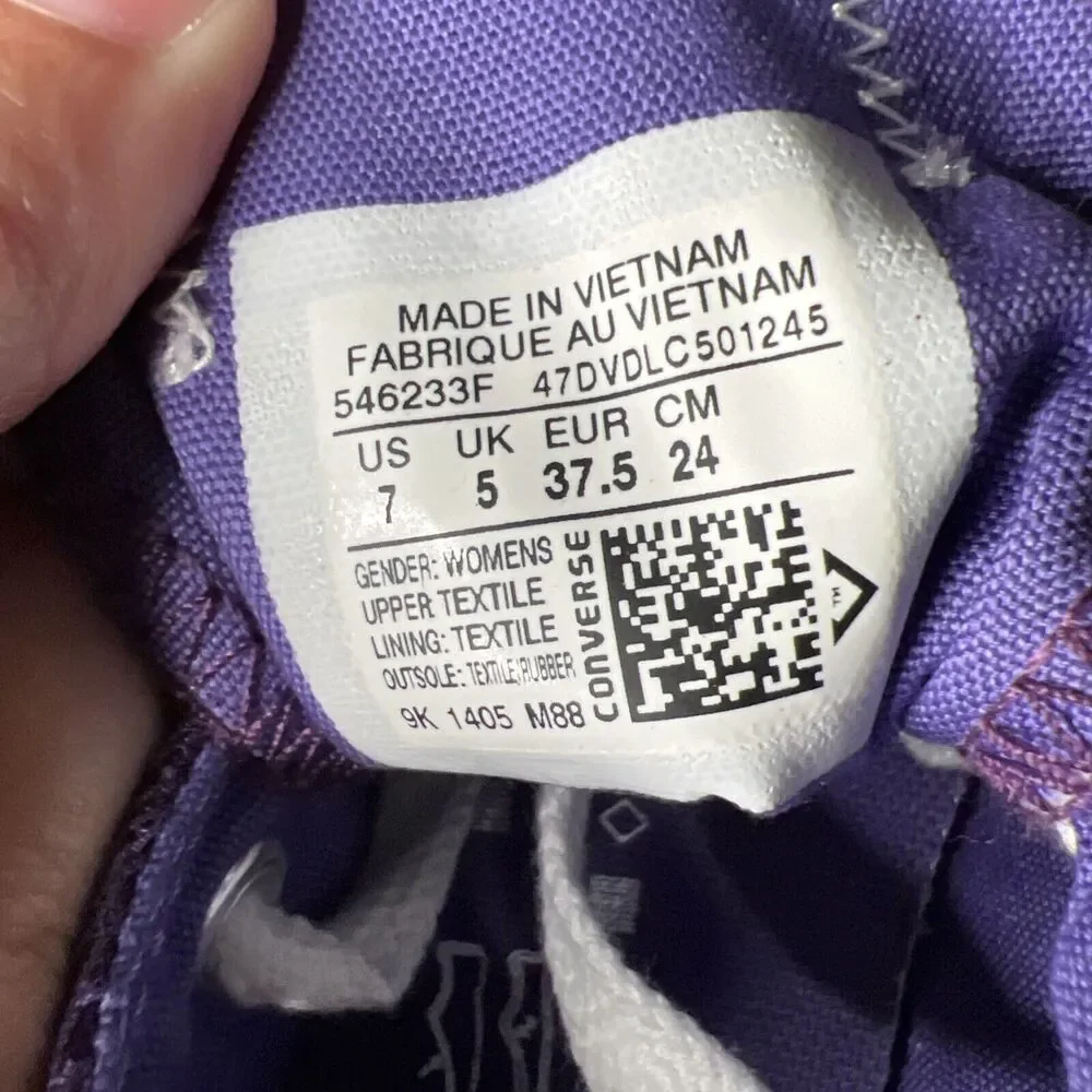 SINGLE SHOE Converse Purple Jacquard Shoe LEFT FOOT Womens Size 7 Amputee